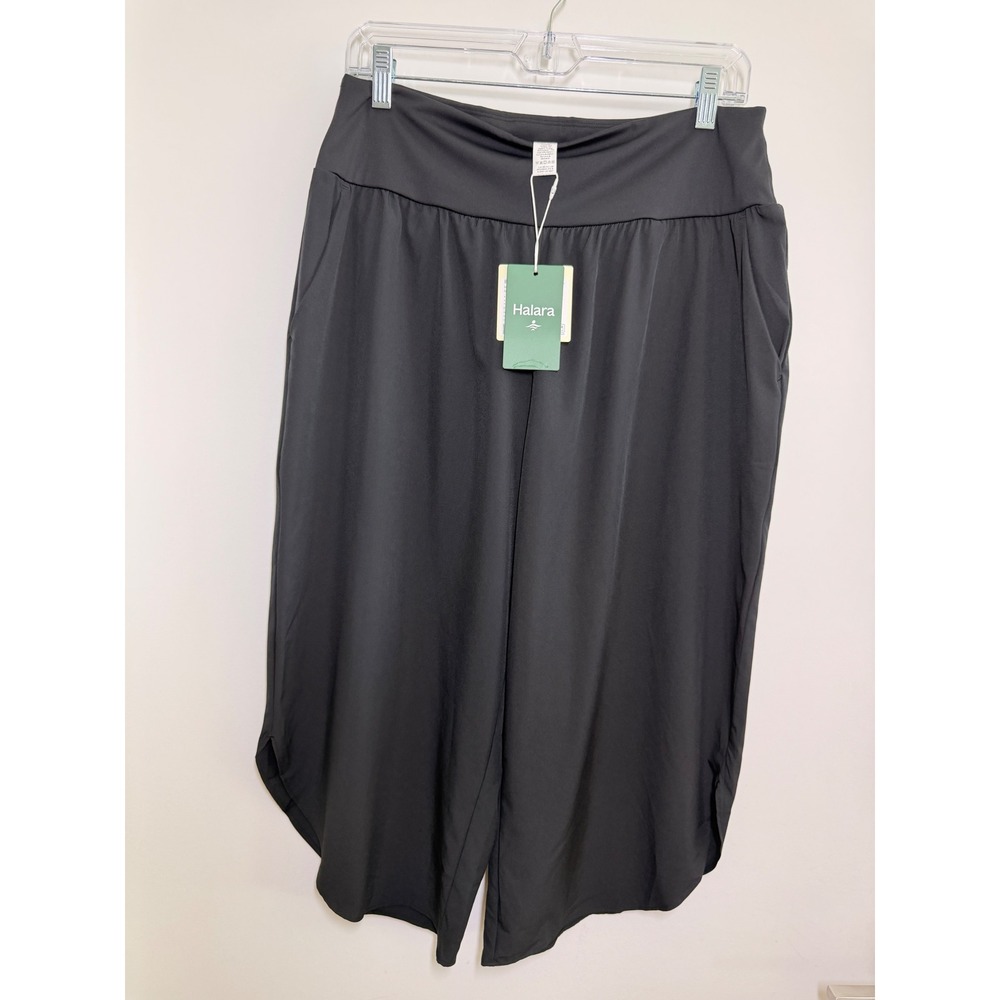 Halara Breezeful High Waisted Tummy Control Hem Quick Dry Blk Capri Pant Pocket